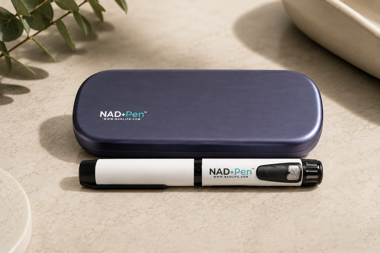 ONE NAD Life NAD+ Pen kit with navy travel case